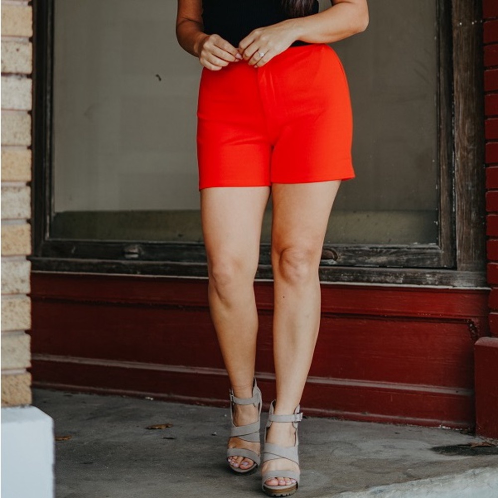 Lucky & Blessed Bright Red/Orange Tailored Shorts
